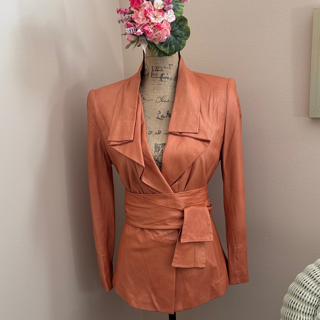 Elie Tahari Terracotta Belted Blazer
